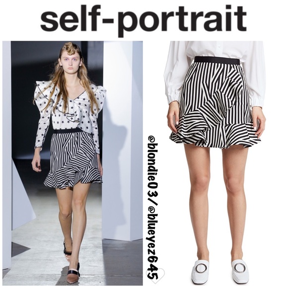 Self-Portrait Dresses & Skirts - Self-Portrait Abstract Stripe Ruffle Skirt 10